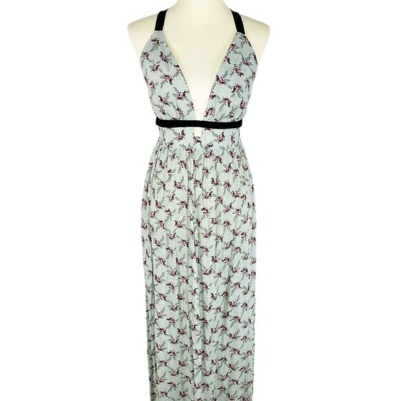 Wayf Longline Floral Print Halter Maxi Dress Size M - Picture 1 of 11